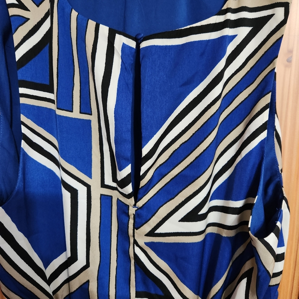 Nwt Womens Banana Republic Blue and White Geometric Dress - Picture 8 of 12